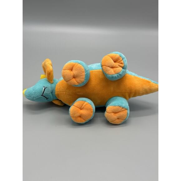 Dinosaur Plush Triceratops Turquoise & Orange 9.5” Stuffed Animal No Tag - Picture 7 of 7